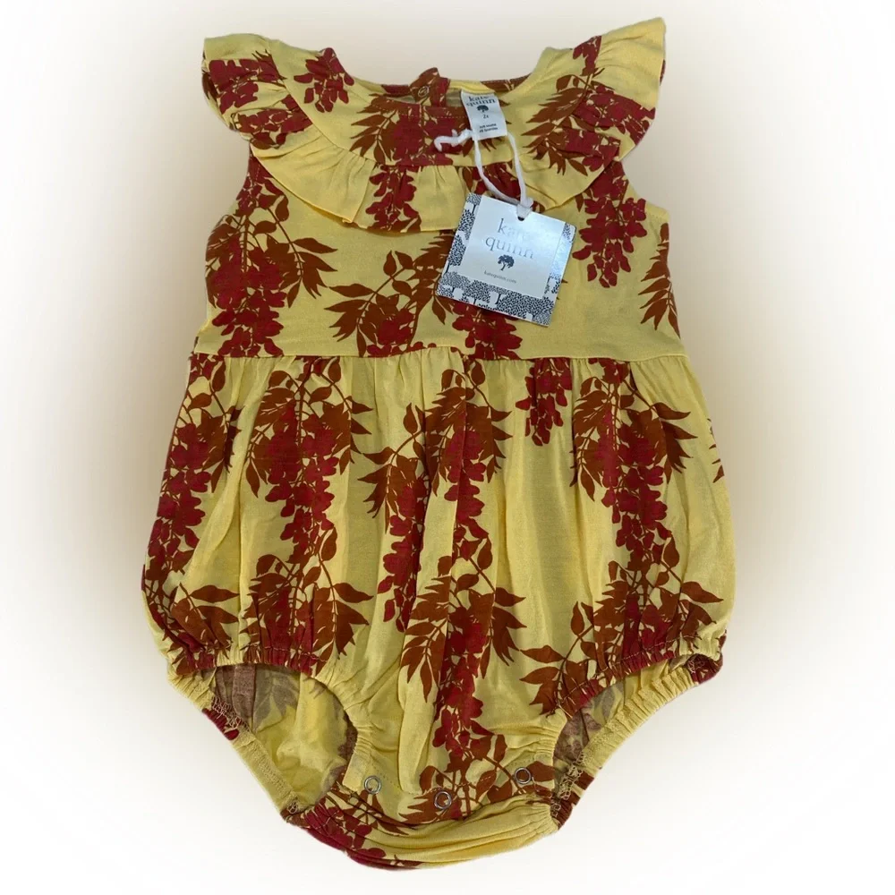 Kate Quinn NWT Chili Wisteria Ruffle Bubble Romper‎ 2T
